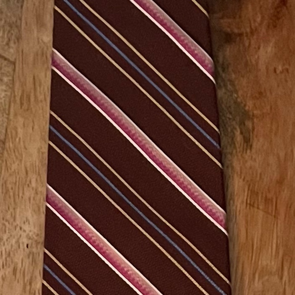 JOS A. BANK MEN’S BROWN, PINK, BLUE & CREME 100% SILK NECKTIE/PRE-OWNED/NUMEROUS